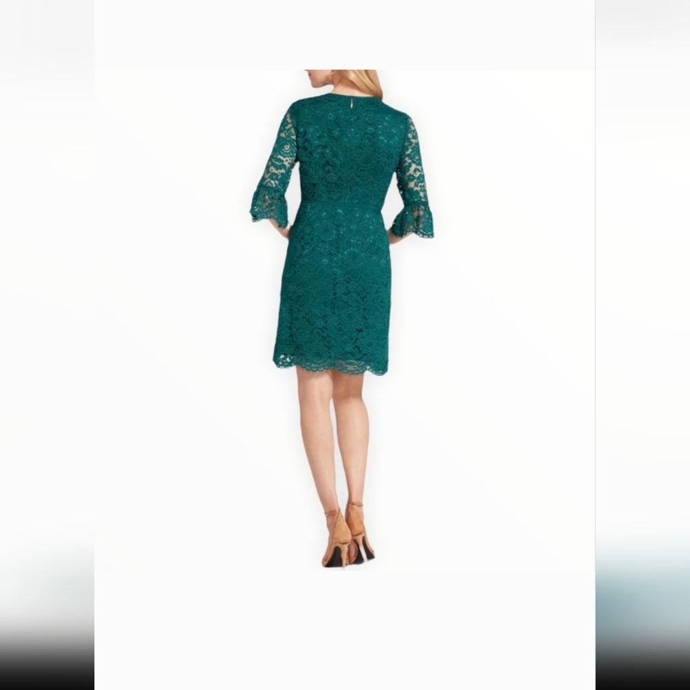 Draper James Teal Lace Bell Sleeve Dress - Picture 2 of 5